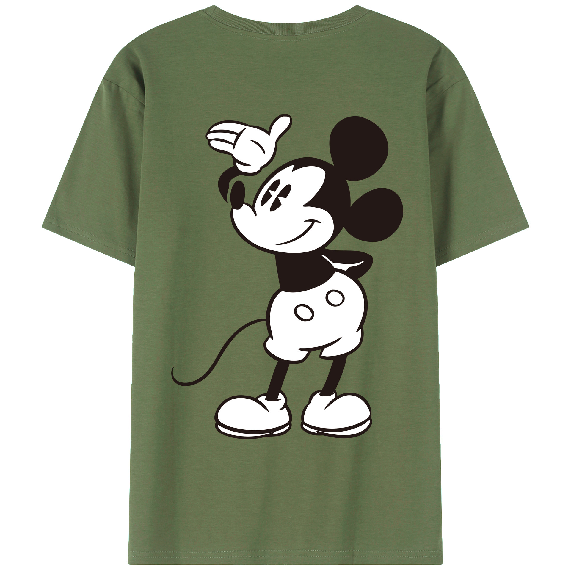 ミッキーマウス Mickey Mouse 綿100％ メンズ半袖Tシャツ（バックプリント） 通気性
